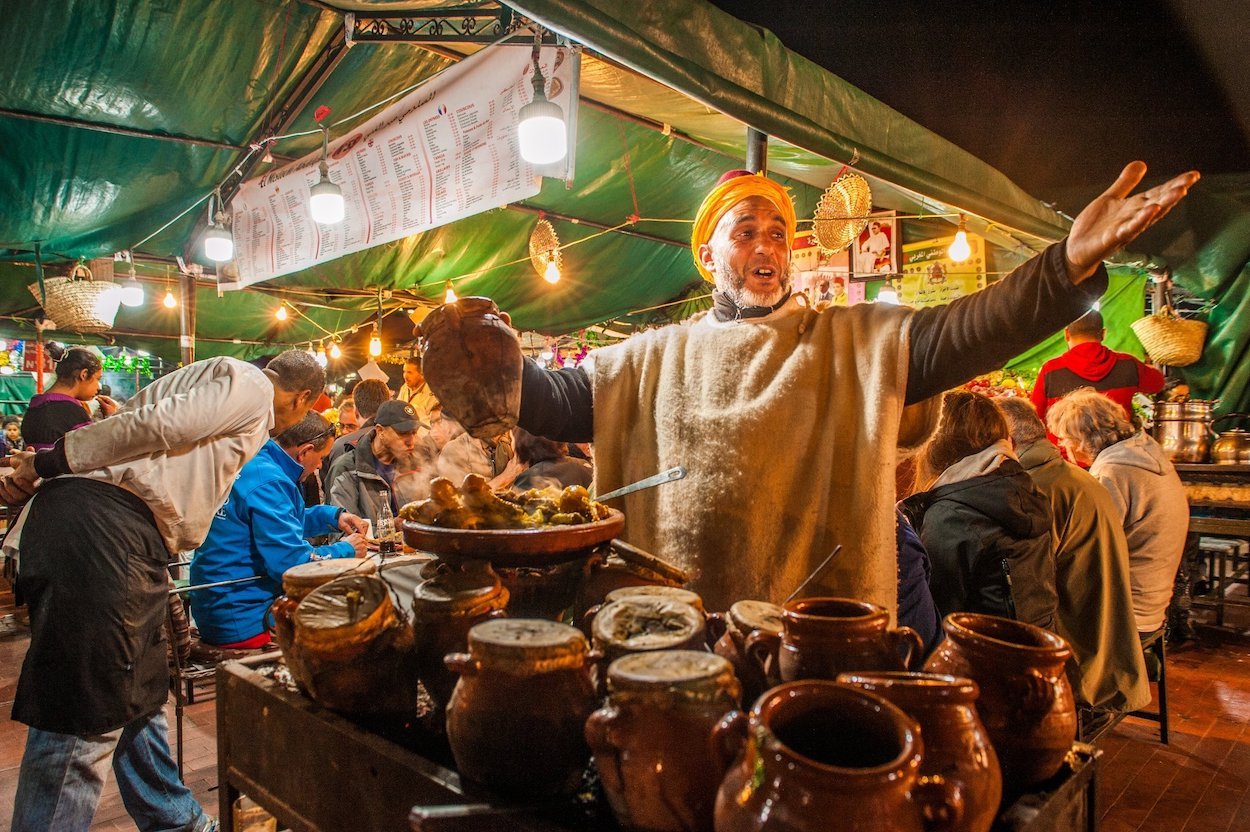 Street food stalls in the medina