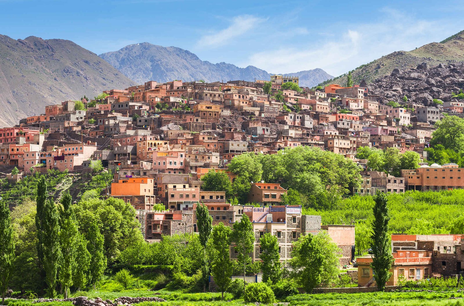 The village of Imlil below the peaks of the High Atlas
